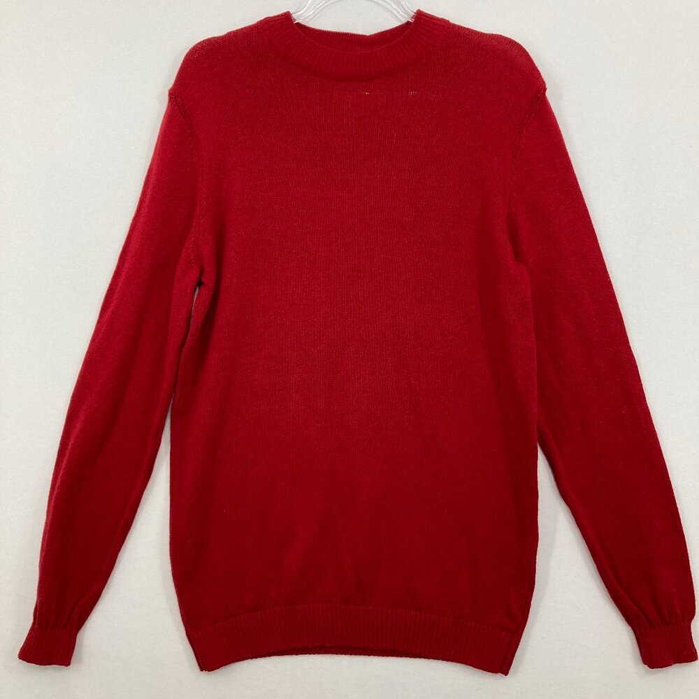 New Suslo Couture Large Red Crew‎ Neck Lightweight Long Sleeve Pullover Sweater
